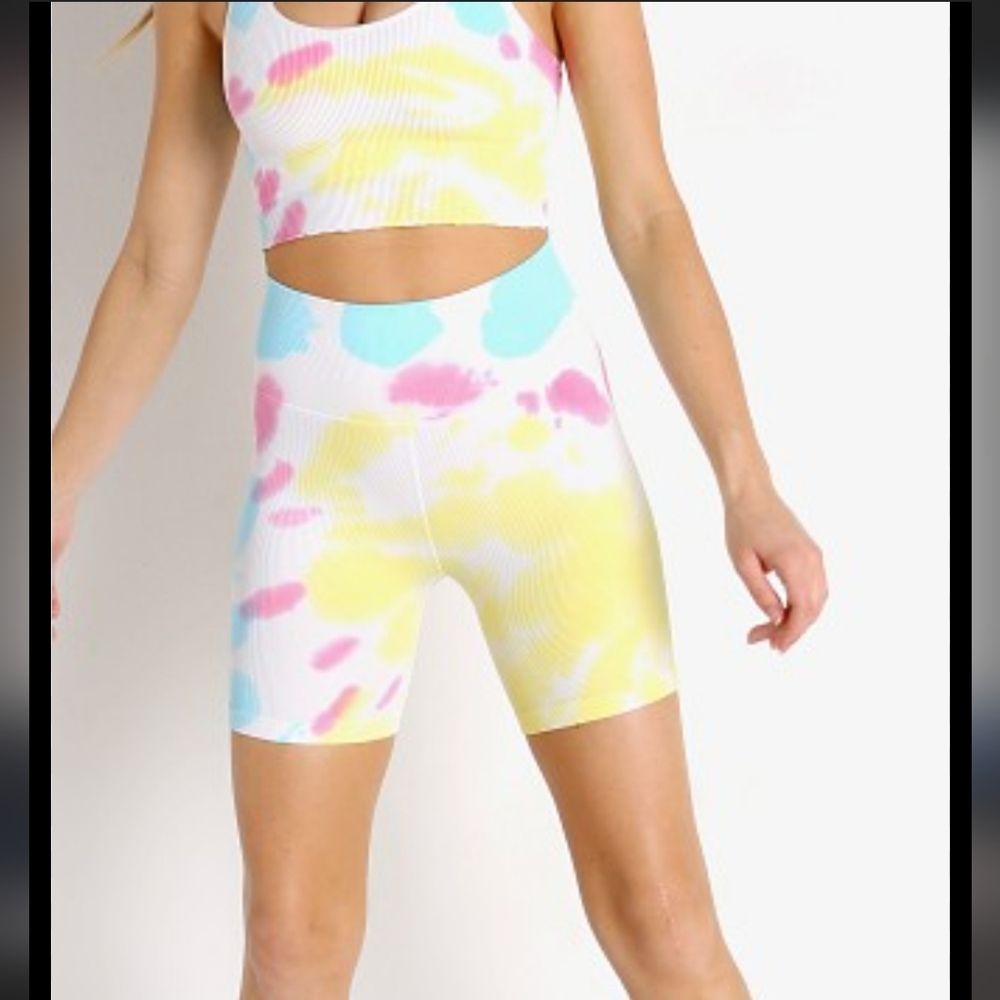 Spiritual Gangster Crop Top Bra Biker Shorts Tie Dye Set - Picture 2 of 15
